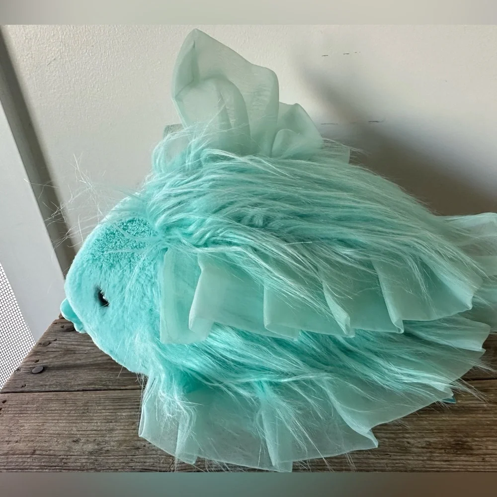 Jellycat Florrie Maflish Fish Plush RARE with faux fur and ruffles Teal NWT - Picture 1 of 10